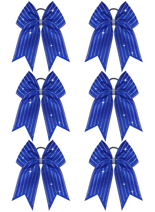 Yxiang Blue Large Cheer Bows for Girls Ponytail Holder Rhinestones Cheer Bows Elastic Hair Tie Bands for Cheerleading Teen Girls College Sports - Image 1